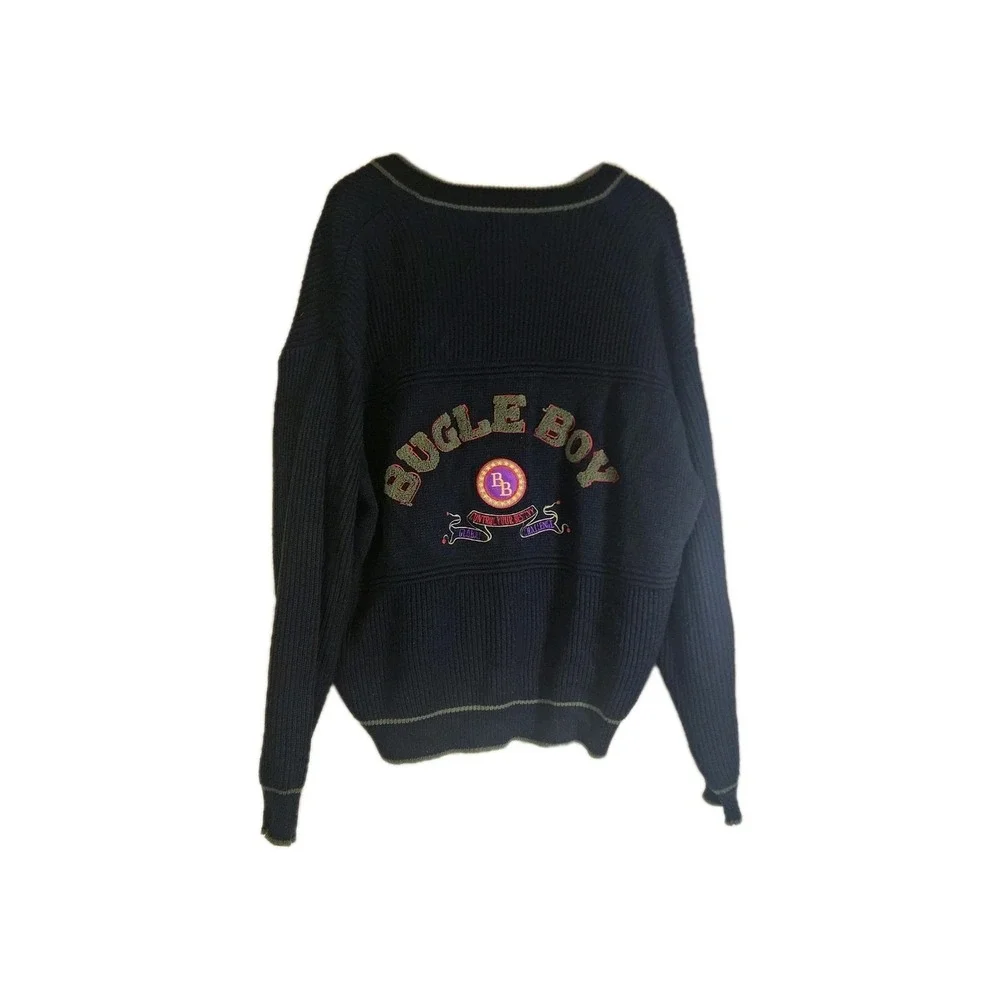 Vintage BUGLE BOY Men's Cardigan Letterman Sweater Size L Global Challenge